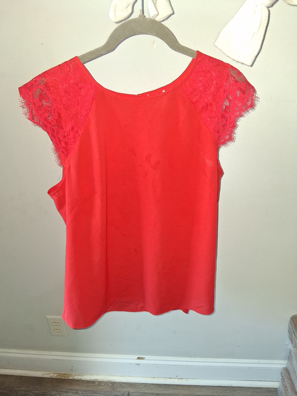 J. Crew Coral Lace Cap-Sleeve Blouse